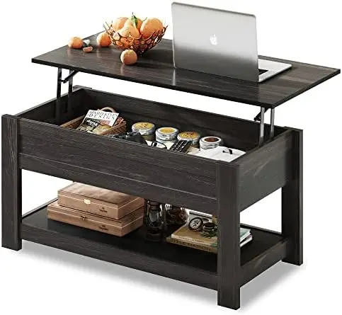 

Современный кофейный столик с подъемным верхом, семейный кофейный столик с полкой для хранения и скрытым отсеком, столешница с деревянным подъемником для дома, Ro
