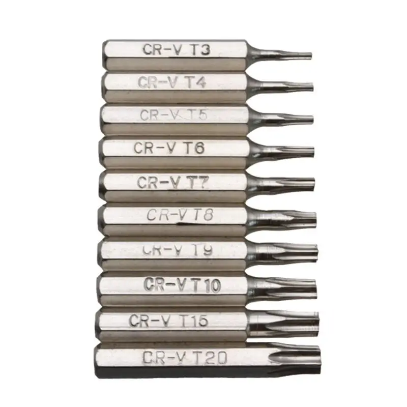 

10PCS for CR-V Torx Screwdriver Bits Set T3 T4 T5 T6 T7 T8 T9 T10 T20 Mobile