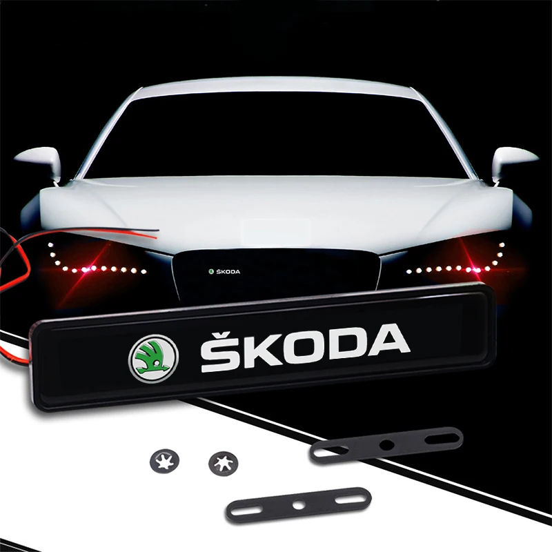 

New Car Styling Car Front Grille Emblem LED Decorative Grill Light For Skoda Octavia Fabia Kamiq Kapoq Kodiaq Rapid SCALA Superb