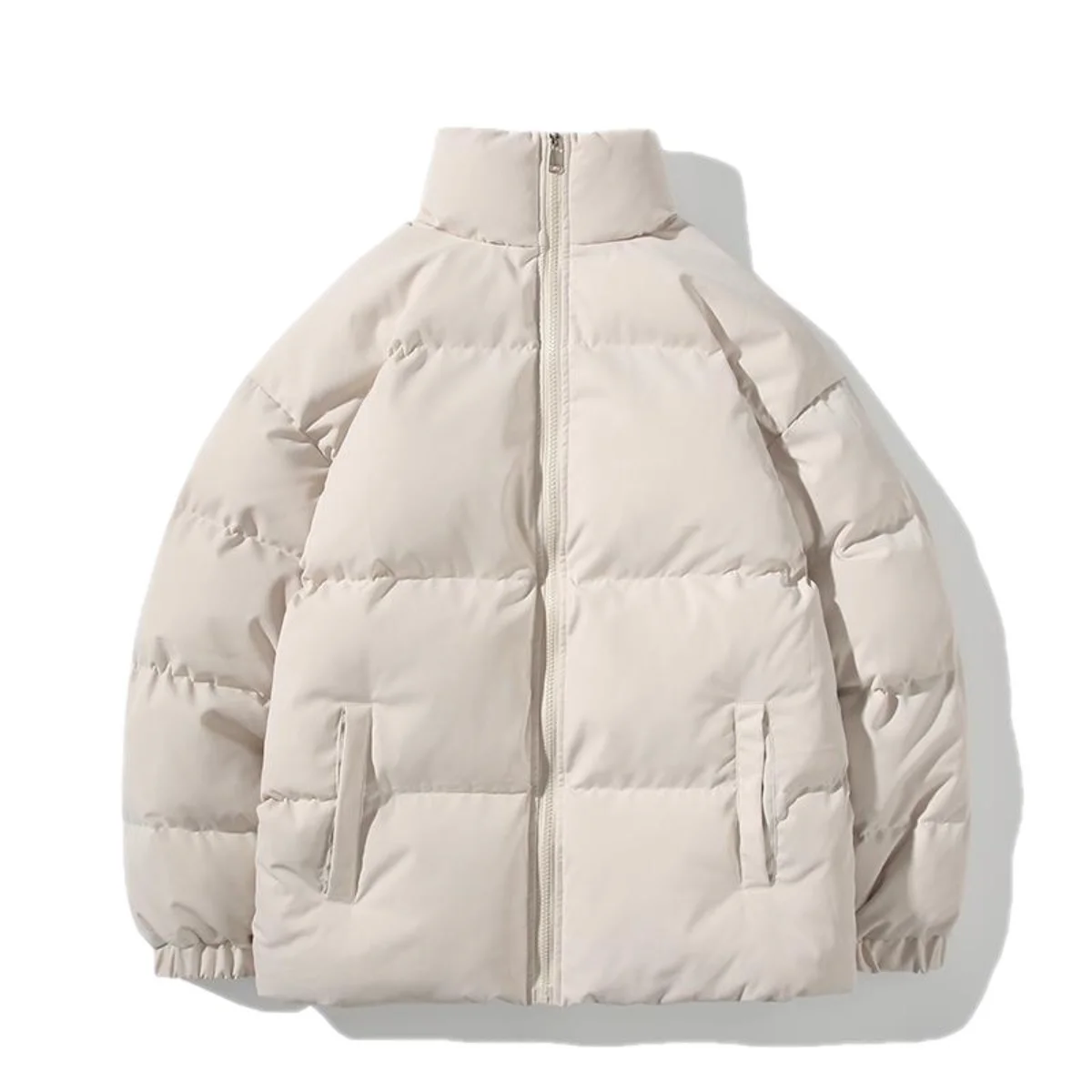 2022 Winter Stand-up Collar Bread Suit Men's New Trend Solid Color Cotton Suit Style Thick Warm Cotton Jacket Jacket Men