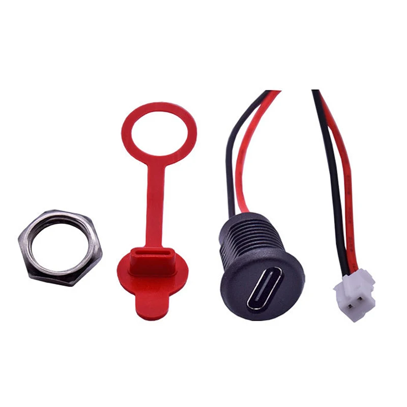 

High Quality Type-C 2Pin Waterproof Female Seat With Lock External Screw USB Socket High Current Fast Charging Jack Port
