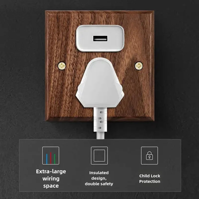 Настенный переключатель европейского стандарта из массива дерева ореха и