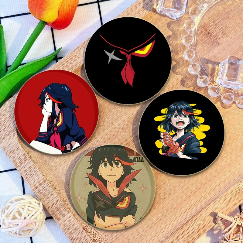 Kill La Round Brooches for Backpack Anime Figure Lapel Pins Matoi Ryuuko Cartoon Badge Accessories Clothes Decoration Gifts