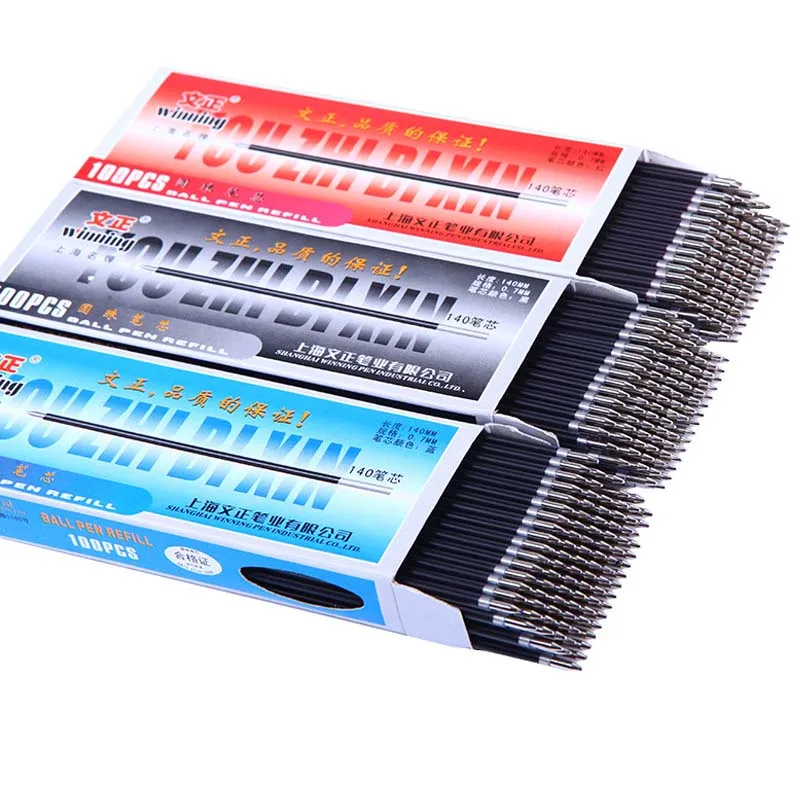 

100Pcs/Box 0.7mm Red/Blue/Black Ink Ballpoint Pen Refill Business Office Signature Tool Student Writing Cute Stationery Supplies