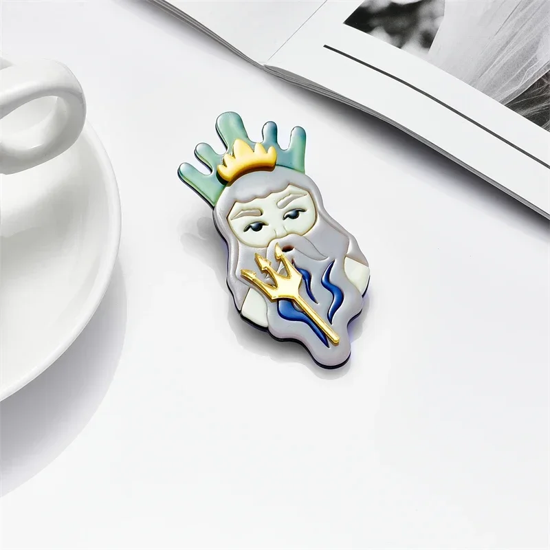 Женская Винтажная брошь Blucome зеленая из акрилового материала с изображением мифа