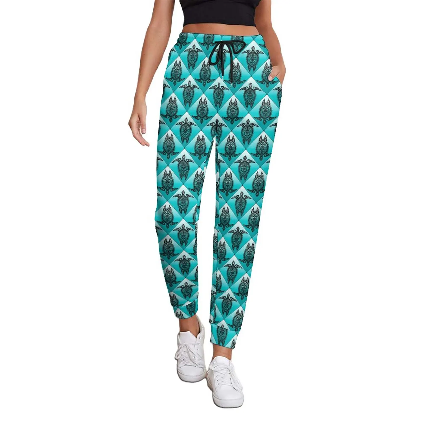 

Sea Turtles Jogger Pants Blue Animal Hip Hop Joggers Spring Female Vintage Graphic Oversized Trousers Birthday Present