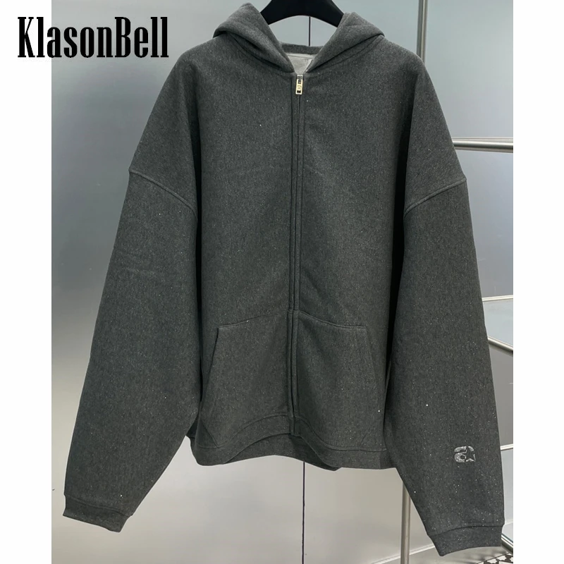 

9,8 KlasonBell модная женская толстовка на молнии с капюшоном и надписью