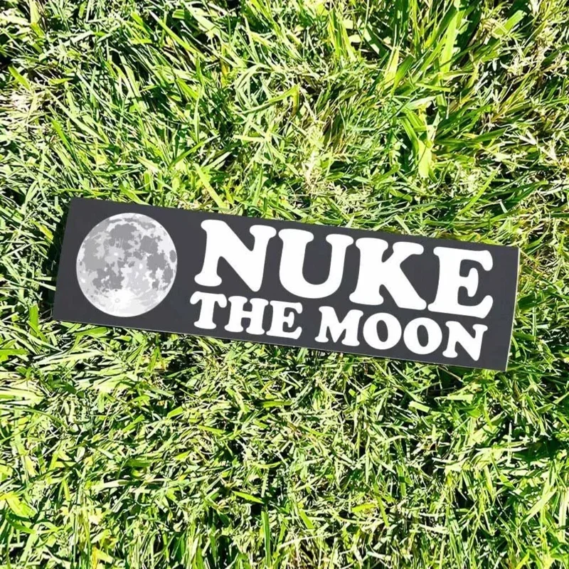 Фото Наклейка на бампер NUKE the MOON - Funny Space ASTRONOMY Vintage Style PLANETS 80s - Наклейки на бампер - Наклейки на автомобиль №2
