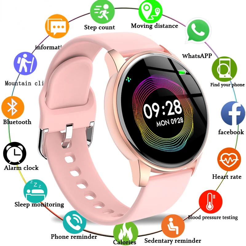 

2022 New smart watch women Sleep Blood pressure heart rate monitor SmartWatch Men for iphone and Android reloj inteligente +Box