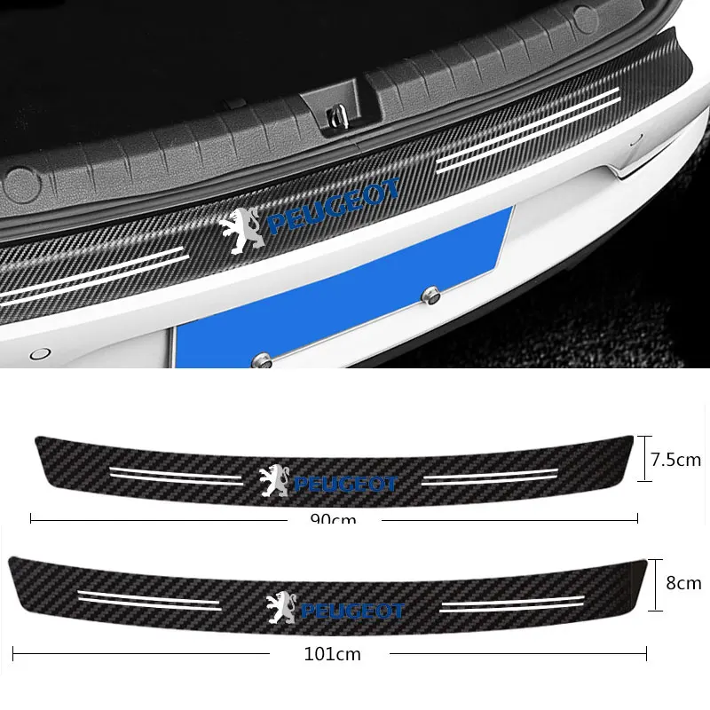 

Car Tail trunk Rear Bumper Protector Carbon fiber Sticker For Peugeot 206 207 208 306 307 308 106 107 108 2008 3008 Accessories