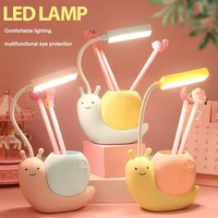 desk lamp nordic cute snail usb charging pen holder lamp kid led night light bright reading lamp with pen organizer