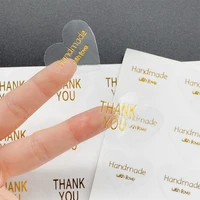 100pcs transparent hot stamp thank you handmade with love seal sticker self adhesive stickers diy gifts baking package label