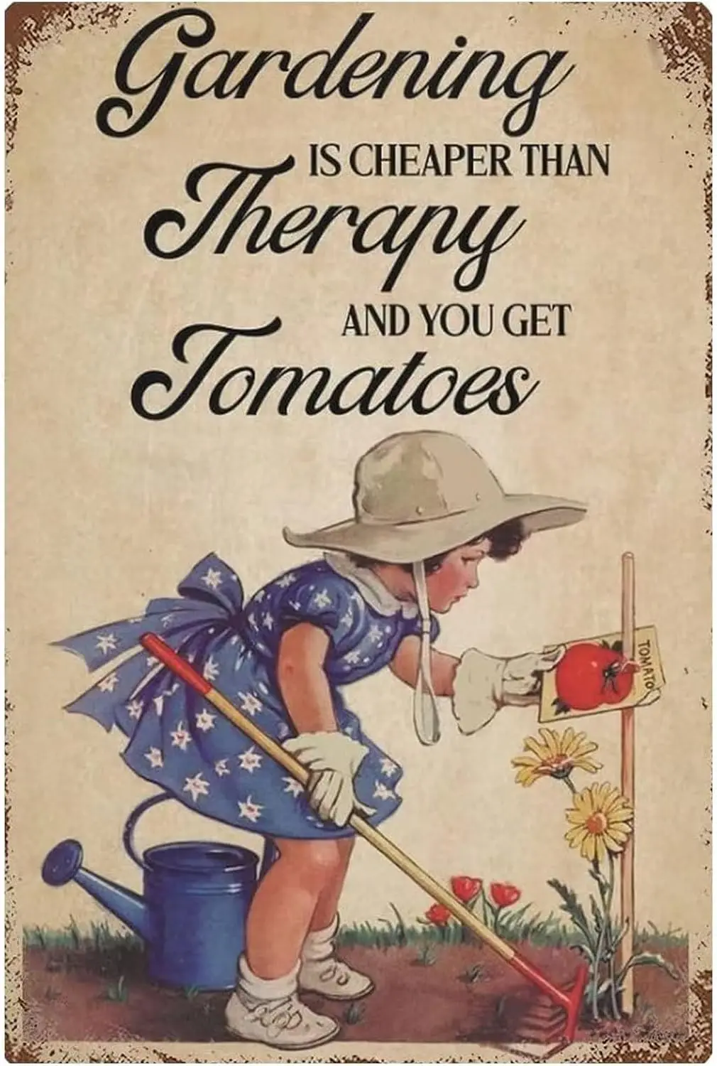 Vntge Metl Tn Sgn Grdenng Grls You'll Get Tomto Plnt Lovers Домашний декор un Новинка Ktchen Br Club Grge Wll rt