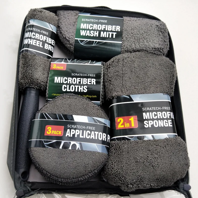 Лидер продаж набор из 9 предметов для чистки автомобиля автомобильное полотенце