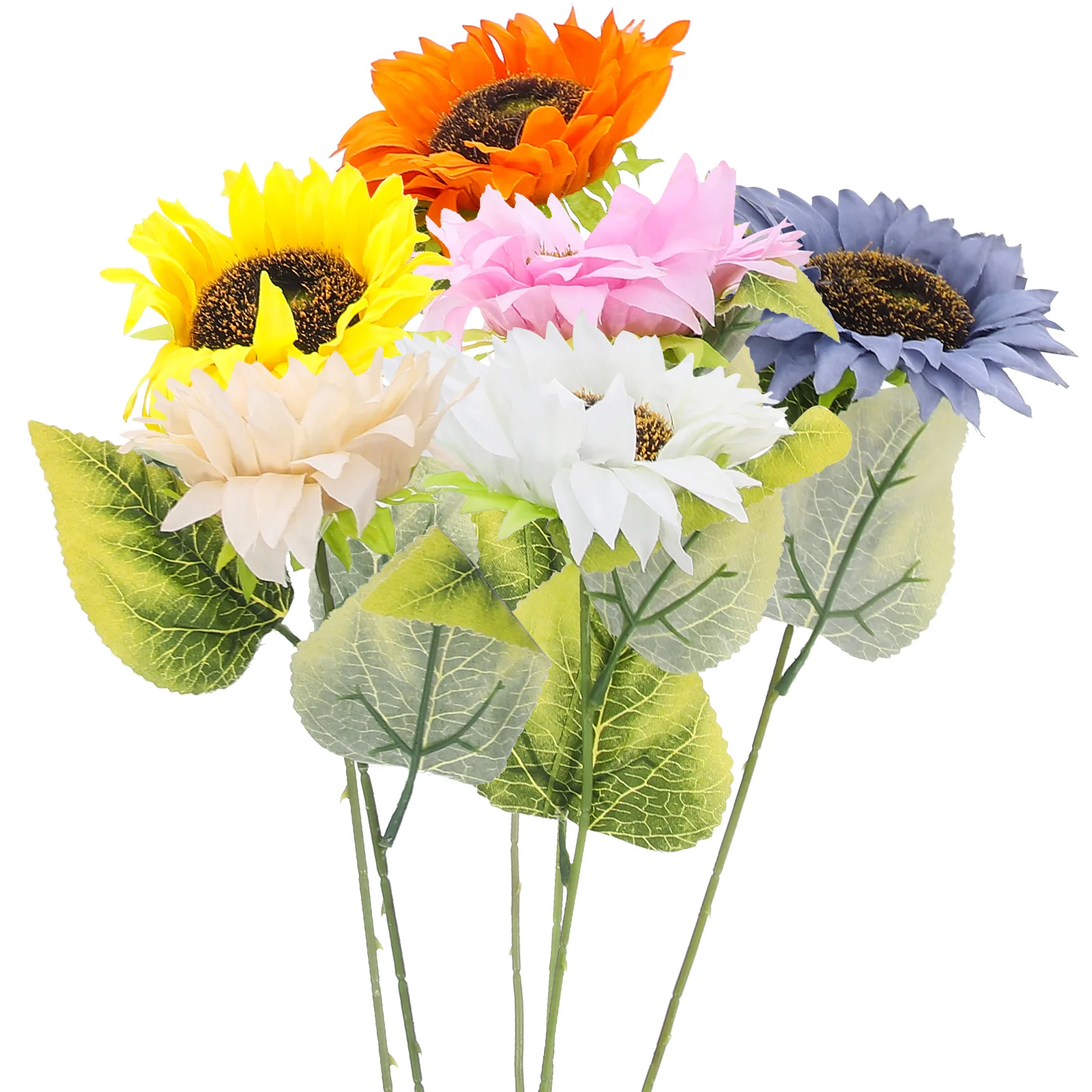 

6 Pcs Wedding Decorations Artificial Flower Fake Sunflower Bouquet Decors Simulation Bouquets