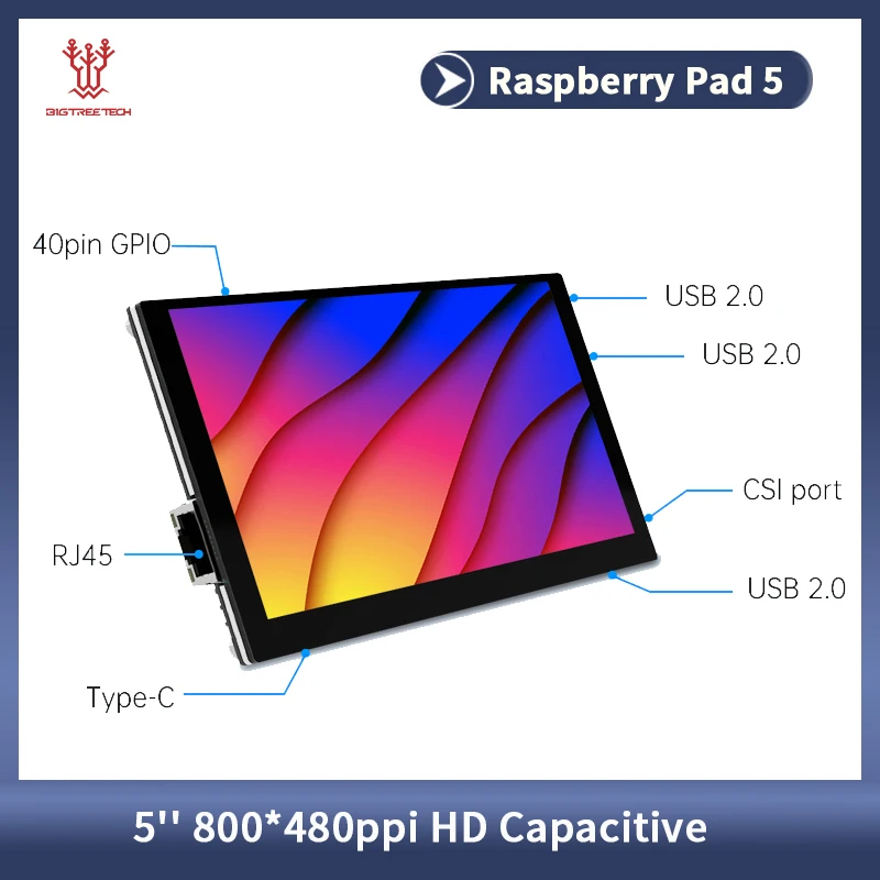 BIGTREETECH Raspberry Pad 5 HD емкостный 5-дюймовый сенсорный экран IPS с CM4 Pi SKR Pico 2K дисплеем Voron