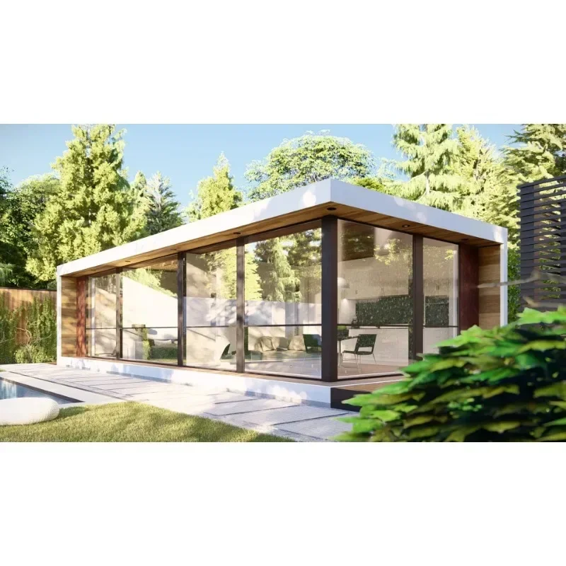 Holz uy Stil profession elle zarte Design Outdoor Luxus Wohnzimmer Flachdach Licht Stahlhaus