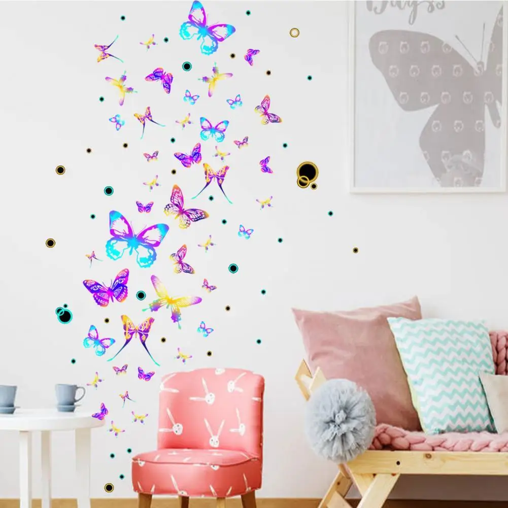 

Wall Stickers Butterfly Shape Wall Sticker Removable PVC Colorful Bubble Background Decal Home Decor Home Decoration Stickers