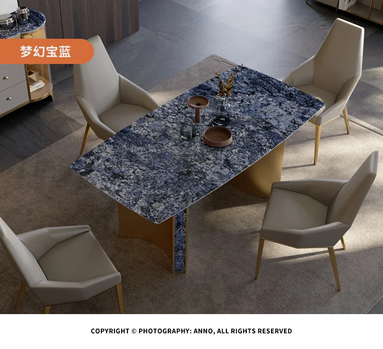 

Italian minimalist table rectangular simple modern creative stainless steel table light extravagant rock plate table table