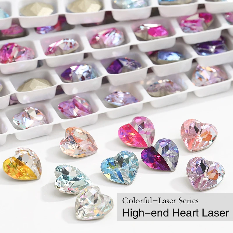 DongZhou Crystal Rhinestone K9 Heart-shaped Stones Glass Applique Strass Pointback Diamonds For Clothes Wedding Dress Art Nail
