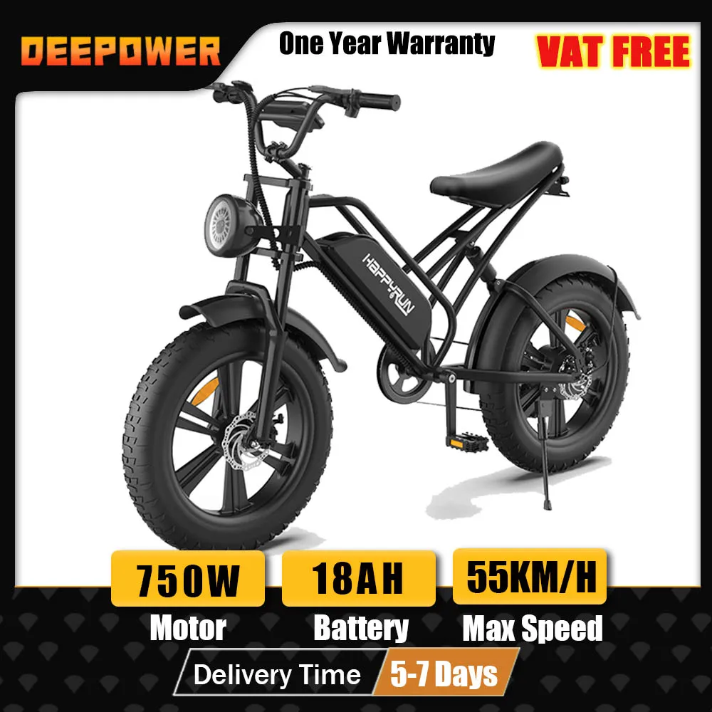 

DEEPOWER G50 750W Adults Electric Bike Bicycle 48V 18AH 20 Inch Fat Tire Folding Electric E Bikes Mountain Moped Ebikes