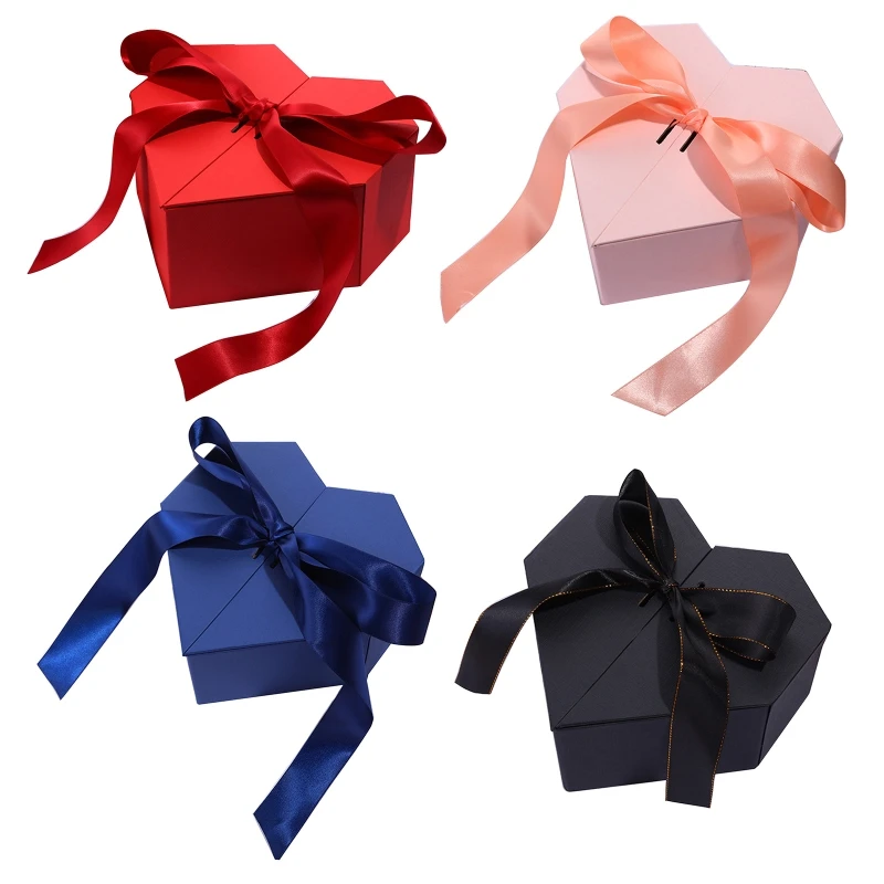 

Heart Shaped Gifts Box with Bow Ribbon Valentines Day Presents Packaing Boxes Anniversary Surprise Gifts Wedding Decorations