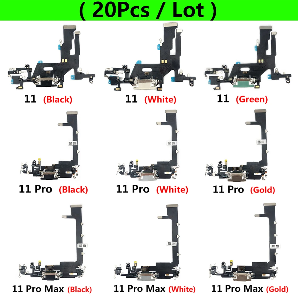 

20 шт./лот, зарядное устройство Micro USB, док-разъем, зарядный порт, микрофон, гибкий кабель для iPhone 11 Pro Max, запасные части
