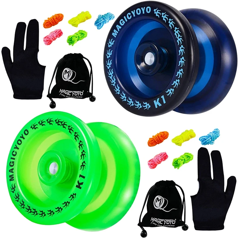 

-MAGICYOYO K1-Plus Professional Responsive Yoyo For Kids,Plastic Yoyo With Narrow C Bearing,Yoyo For Beginners (Dark Blue&Green