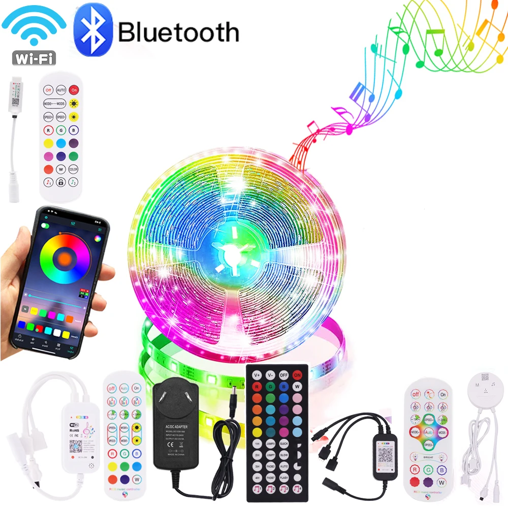 

LED Strip Lights IR Bluetooth Tuya Wifi Music Control RGB 5050 12V 60LEDs/m Flexible Lamp Tape for Festival Home Decoration