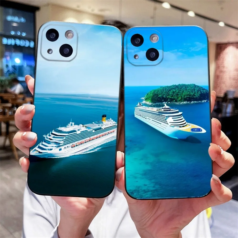 Роскошный чехол для телефона с круизным кораблем iPhone 14 13 12 Mini 11 Pro XR X XS MAX 6S 7 8 Plus
