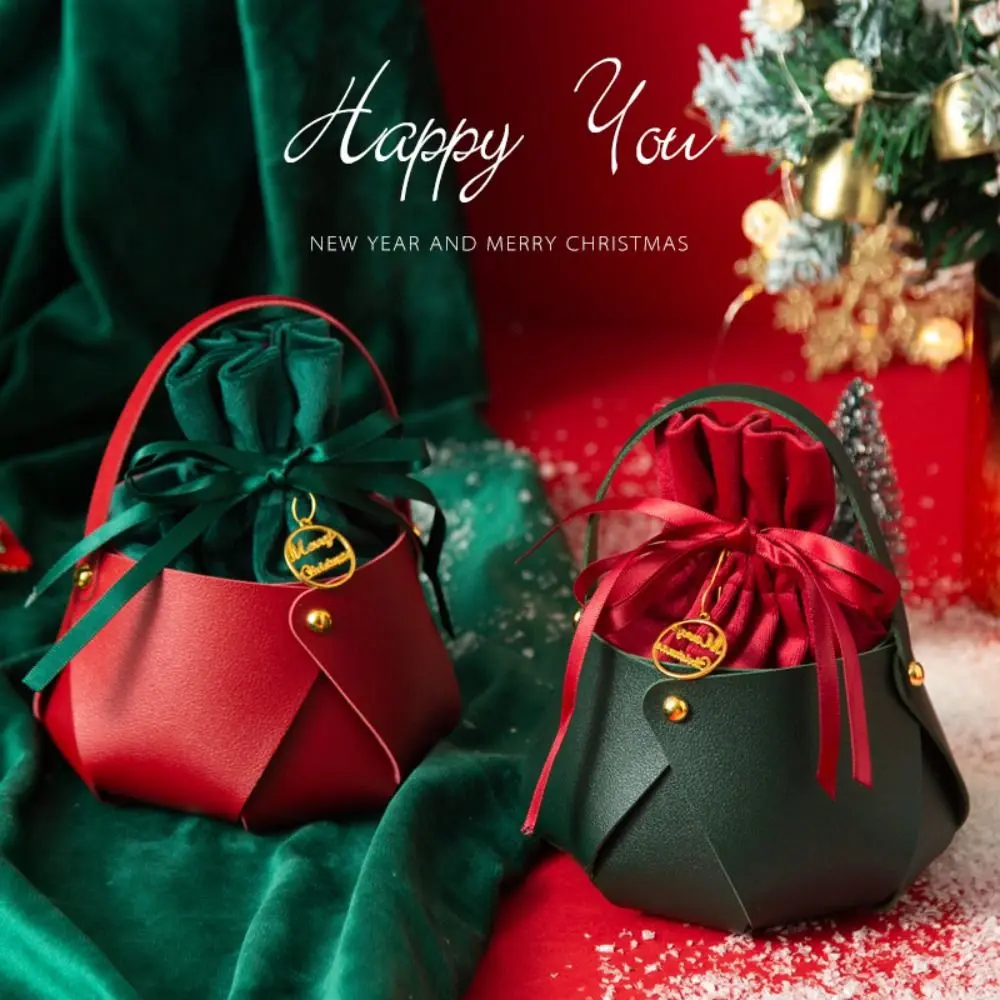 

For Children Kids PU Gift Handbag With Handle Ornament Christmas Present Bag Gift Pouch Candy Bag Material Package