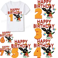 bing bunny fusible patch sticker for kids happy birthday numbers 1 9 years clothes heat transfers for clothing diy t shirt gift