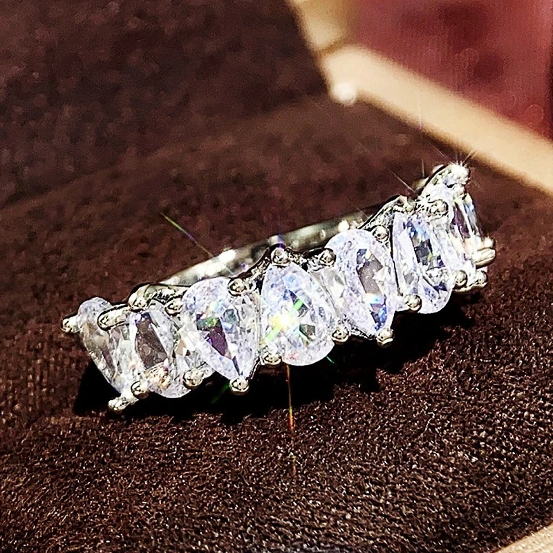 

Модное женское циркониевое кольцо CAOSHI в форме капли воды, обручальные аксессуары для повседневной церемонии, ювелирные изделия серебряного цвета для свадебной вечеринки