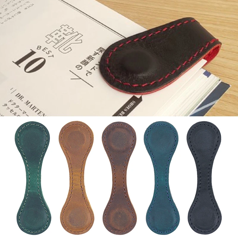 

Handmade Magnetic Paper Clip Bookmark Planner Retro Genuine Leather Cover Durable Notebook Accessor Decoraction Office School