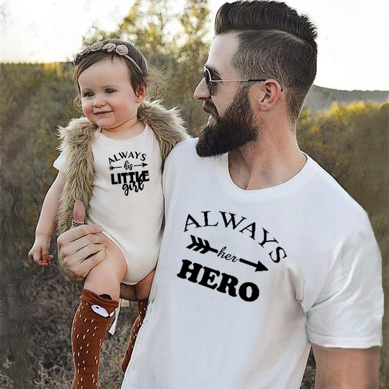 

Always Her Hero Outfits Always His Little Girl Family Matching Outfits Baby Clothes Girl Clothes 2021 Father Days Kids Tee
