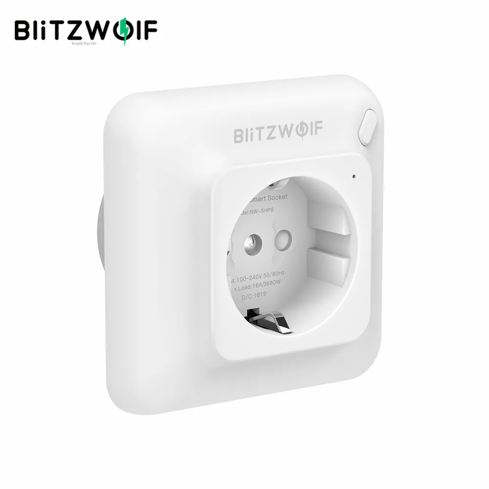 

BlitzWolf BW-SHP8 3680W EU Plug WIFI Wall Socket Outlet 16A Timer Remote Control Power Monitor Work with Alexa Google Assistant