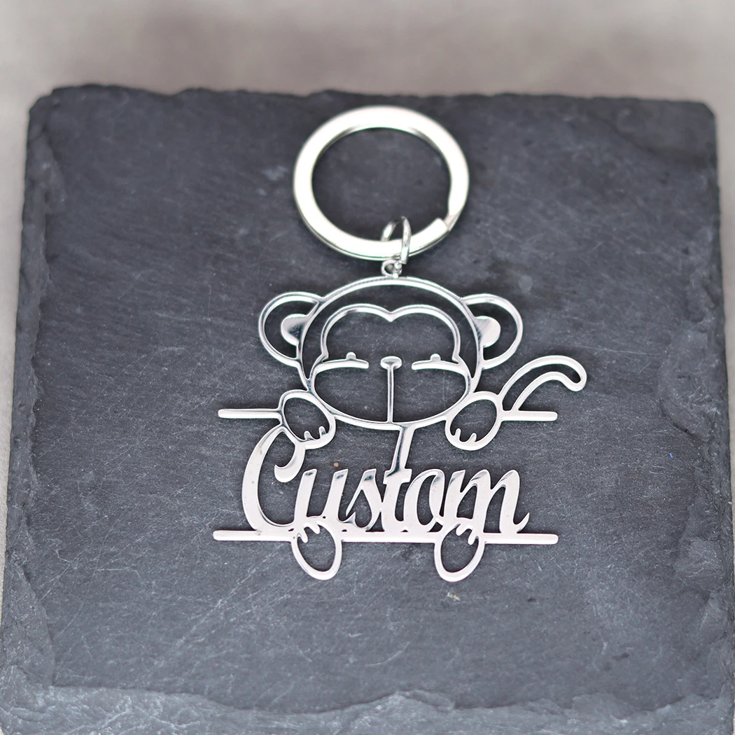 Нержавеющая сталь с гравировкой имени индивидуальный брелок изображением