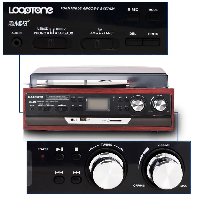 Винтажный Виниловый проигрыватель для звуковых записей с поддержкой USB/SD-карт |