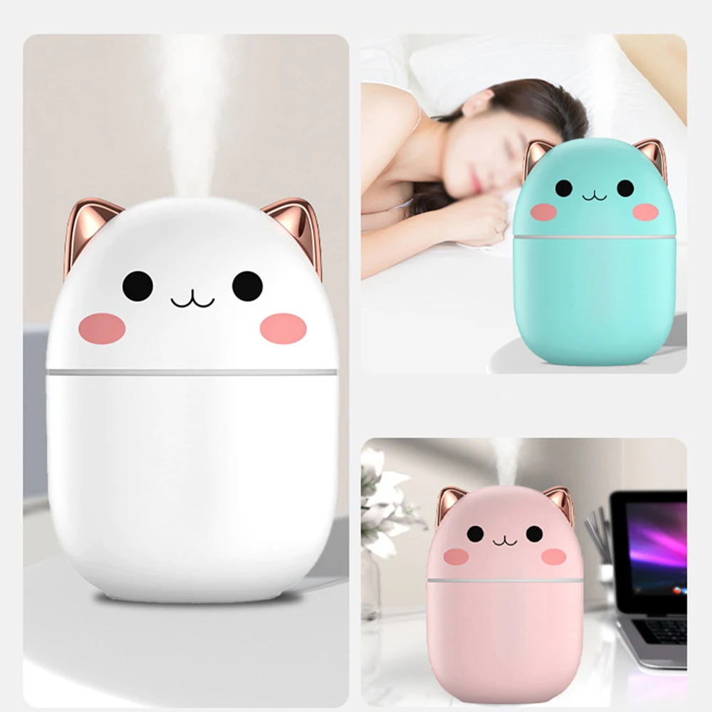

250ml Air Humidifier Cute Pet Aroma Diffuser With Night Light Cool Mist For Bedroom Home Car Air Freshener Purifier Sprayer