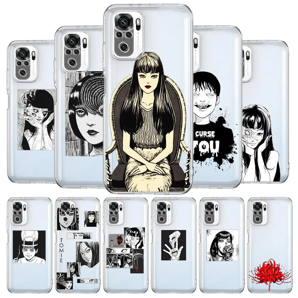 

Tomie Revenge Junji Ito Horror Square Clear Phone Case For Xiaomi Redmi Note 12 11 9S 9 8 10 Pro+ 7 8T 9C 9A 8A K40 Gaming Cover