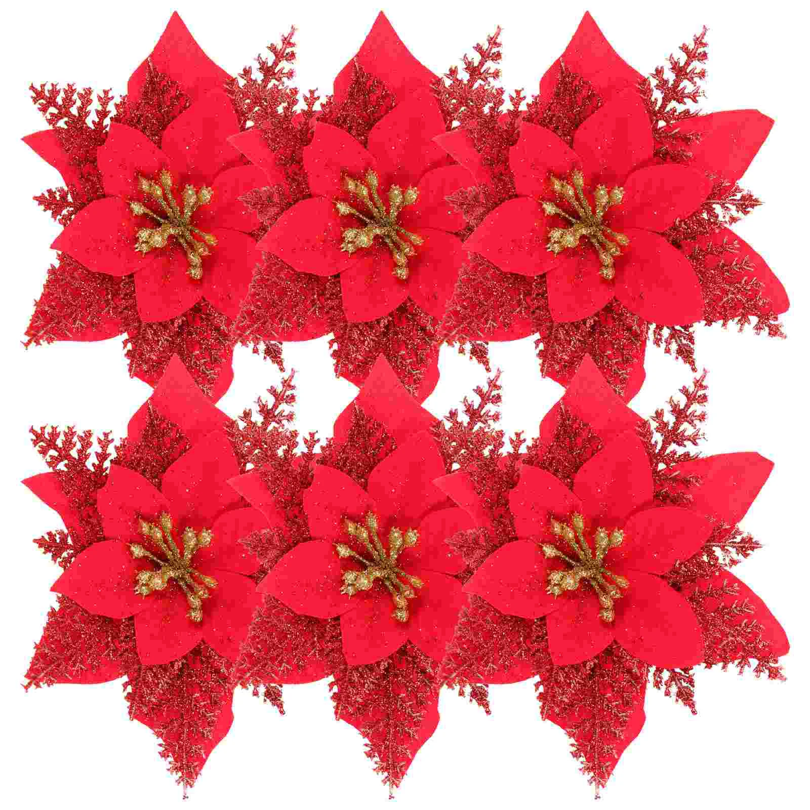 

Christmas Poinsettia Flower Artificial Decor Tree Poinsettias Fake Diyxmas Wreath Ornament Ornaments Crafting Silk Small Crafts