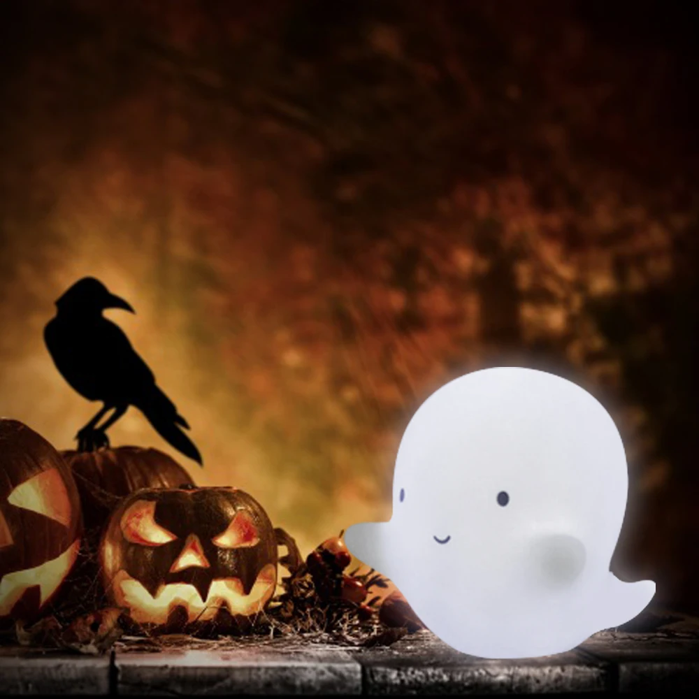 

Halloween Cute Ghost Night Light Christmas Children's Room Decoration Light Vinyl LED Night Light Home Decor Christmas Gifts