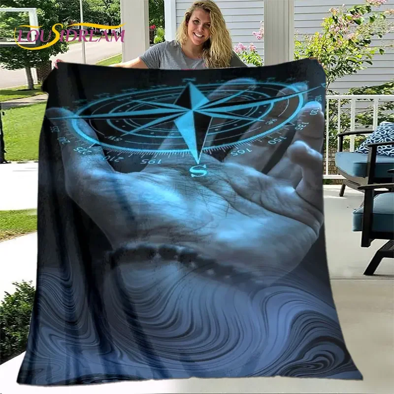 Винтажное мягкое плюшевое одеяло в стиле ретро с компасом Карта мира плед