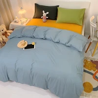 new mix and match four piece pure color bed sheet set simple bedding three piece set of contrasting color sheets