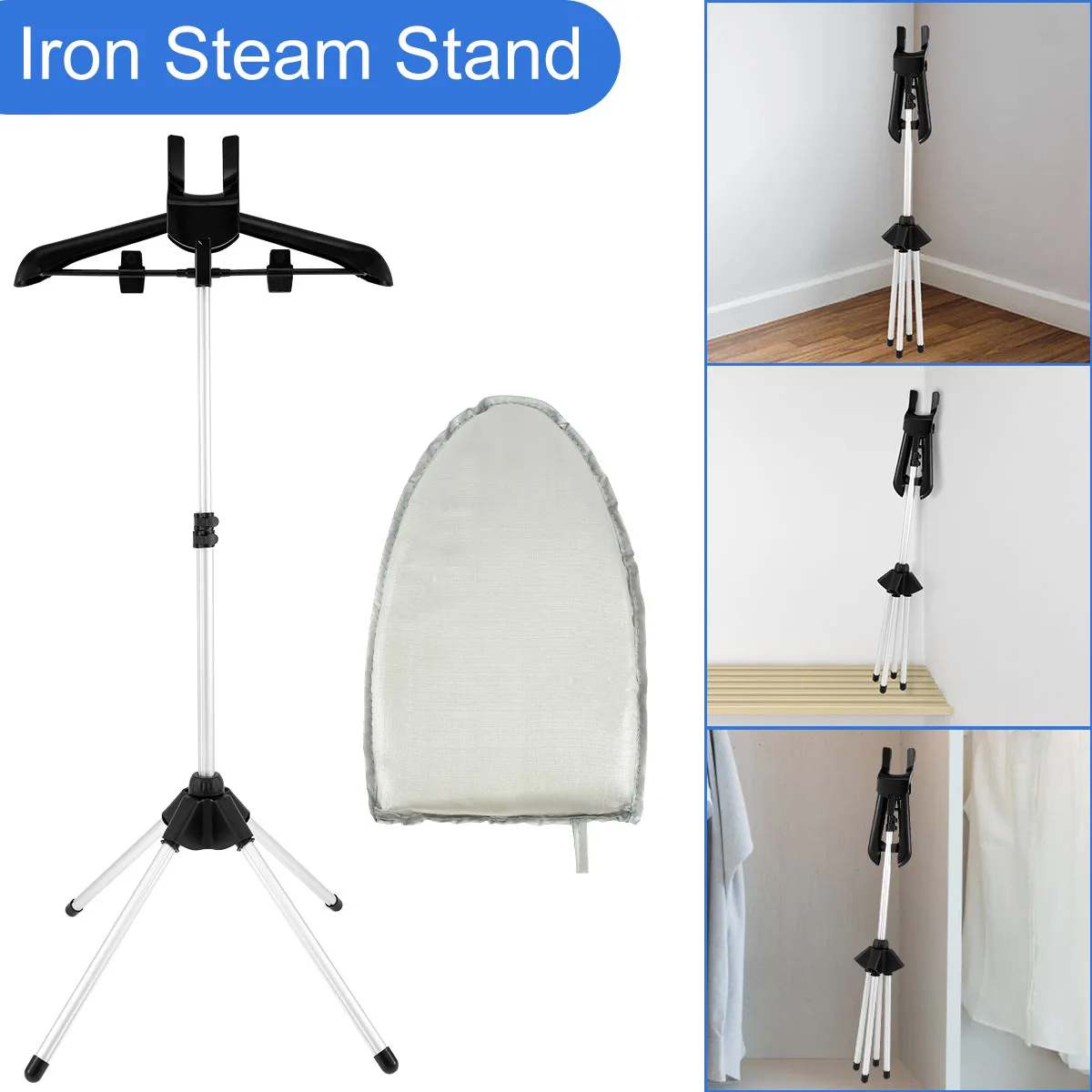 Steam Stand Set With Hand-held Ironing Board Heavy-duty Handheld Garment Steamer Rack High Adjustable Standing Ironing