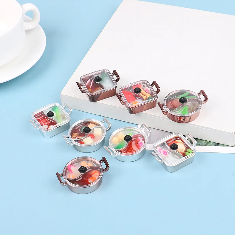 

1/12 миниатюрный кукольный домик мандаринка утка горячий горшок с крышкой китайская кухня ролевая еда для куклы кухня Сделай Сам декоративны...