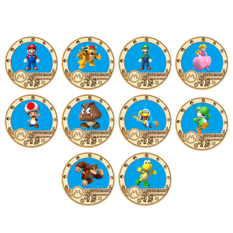 Памятная монета в стиле Super Mario Bros аниме Луиджи Йоши принцесса персиковый значок