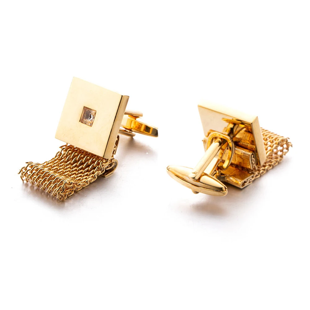 Cufflinks for Men TOMYE XK21S044 High Quality Luxury Chain Zircon Square Gold Formal Business Casual Cuff Links for Wedding Gift