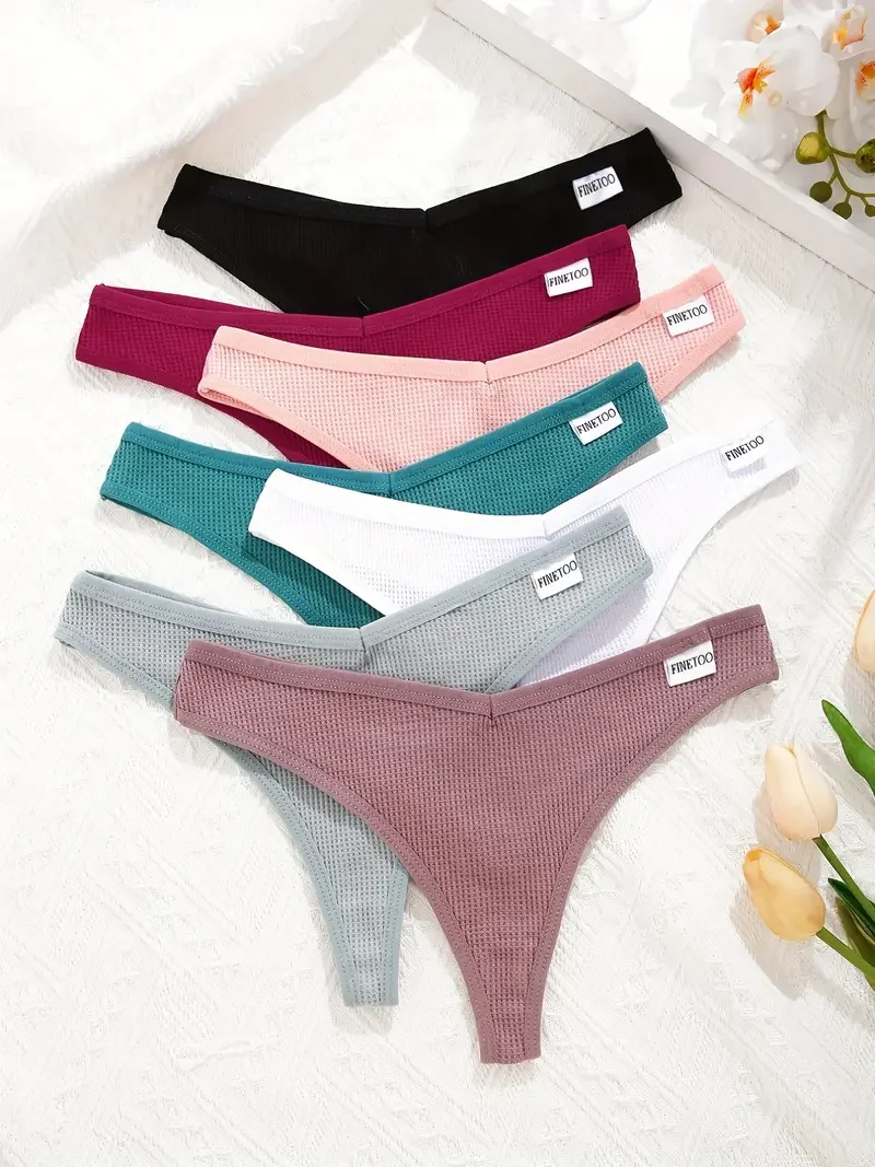 7 шт./комплект женские хлопковые трусы-стринги с V-образной талией