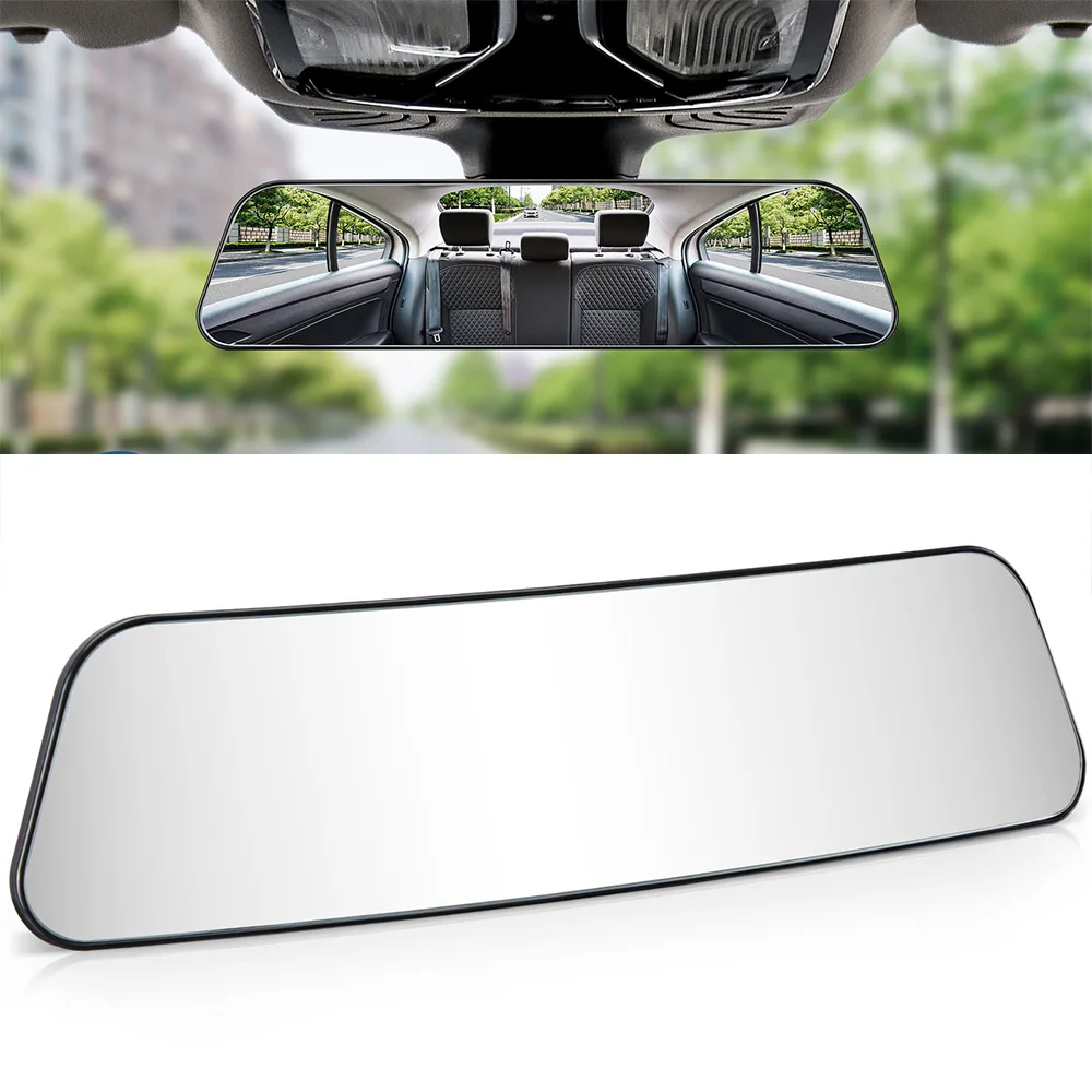 

Универсальное автомобильное зеркало заднего вида, 12-дюймовое Панорамное антибликовое широкоугольное выпуклое зеркало с клипсой для автомобилей, внедорожников, грузовиков, аксессуары для интерьера